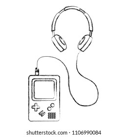 retro game console and earphones