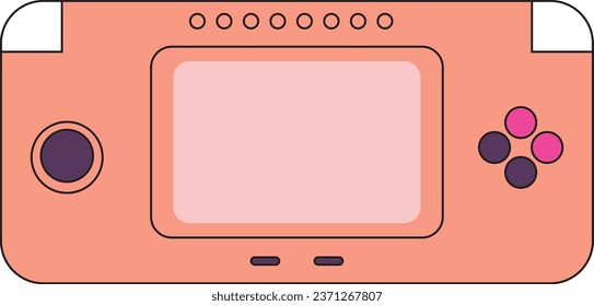 Retro Game Console With Flat Cartoon Design. Old Joystick. Isolated on White Background. Vector Illustration