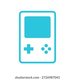 Icono de consola de juegos retro, aislado sobre fondo blanco. Icono azul