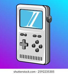 Retro game console isolated in white background cartoon illustration