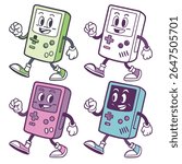 Retro Game Console Mascot Pack – Color Vector Icon Set