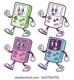 Retro Game Console Mascot Pack – Color Vector Icon Set