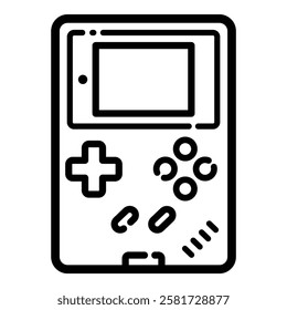 Retro Game Console Outline Icon Isolated On White Background