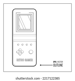Retro Game Console Outline Vector. Sketch ready for coloring. Old style pocket game. very popular 90s classic video game toy. Suitable for many purpose.