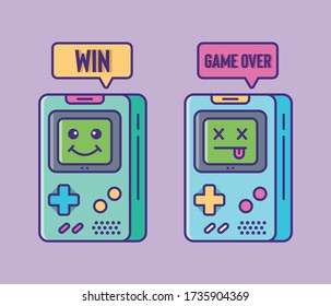 Retro game console vector illustration. Old game retro. 