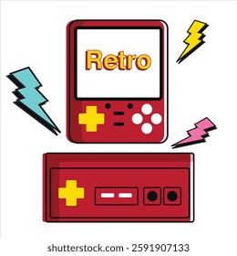 Retro game control illustration vector