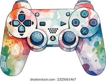 Retro Game controller Watercolor Illustration