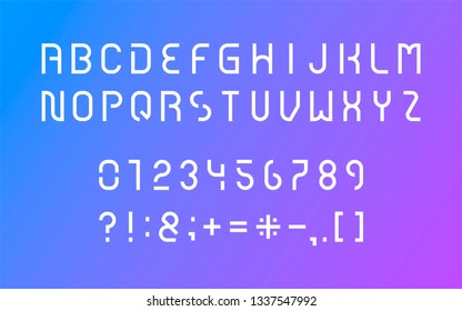 Retro game font. Letters, numbers and punctuation marks. Funny gaming font for computer web and apps.