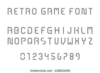Retro game font. Letters, numbers and punctuation marks. Funny gaming font for computer web and apps.