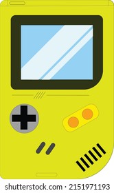 Retro Game Gadget. Flat Vector Illustration. yellow color modern gameboy