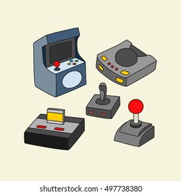 Retro game hand drawn icon. Vector illustration