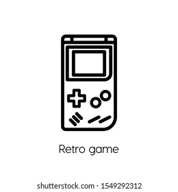 Retro game icon vector. Retro game symbol. Linear style sign for mobile concept and web design. Retro game symbol illustration. Pixel vector graphics - Vector.