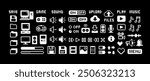 Retro Game Perfect pixel icons Set 8.  Pixel icons of media player buttons, PC, computer icons, music, sound volume, scale, media., sound wave, etc. Retro Video Game gamepad. Isolated vector