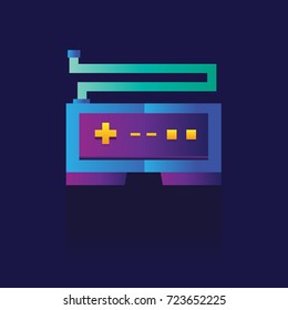Retro game player icon. on blue background. vector illustration. logo. Symbols