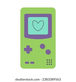 Retro game toy. Portable classic console game pad 80s, 90s. Flat cartoon vector illustration isolated on a white background.