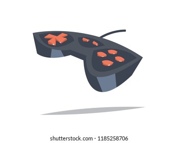 Retro gamepad in cartoon style. Flat vector illustration isolated on white background.