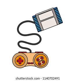 retro gamepad connected to cassette