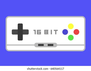 Retro gamepad dendy vector icon on blue background.Control console for video game. Vector illustration