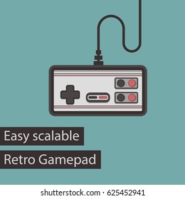 Retro Gamepad Flat Style Vector Icon. Easy Scalable Vintage Joystick Illustration.
