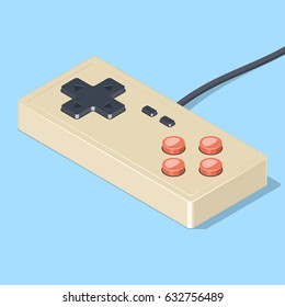 Retro gamepad icon. Video game controller symbol. Isometric vector illustration