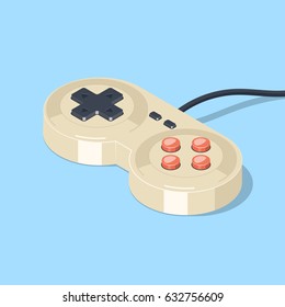Retro gamepad icon. Video game controller symbol. Isometric vector illustration