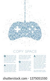 Retro Gamepad or joypad shape Particle Geometric Square box pixel pattern, Esports game controller design blue color illustration on white background with copy space, vector eps 10