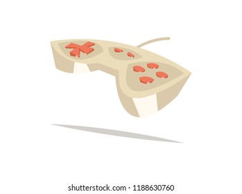 Retro gamepad and joystick in cartoon style. Flat vector illustration isolated on white background.