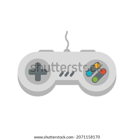 Retro gamepad and joystick isolated on white background. Console for video game. Vector stock