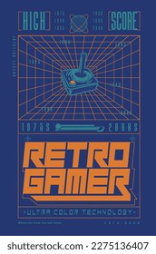 diseño gráfico retro gamer con slogan impreso para camisetas, sudaderas y otros usos como afiche, impresión de pared, diseño de fondo.