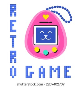 Retro Games 90x, 80x. Electronic Tamagotchi Game. A Bright Acidic Game Console. Nostalgic Children's Game