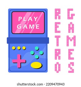 Retro Games 90x, 80x. Electronic Game Tetris. A Bright Acidic Game Console. Nostalgic Children's Game