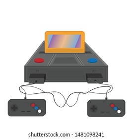 Retro games console vector or clipart with joypads