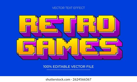 Retro Games editable text effect template with modern style
