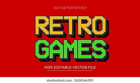 Retro Games editable text effect template with retro vintage style