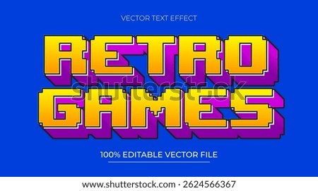 Retro Games editable text effect template with modern style