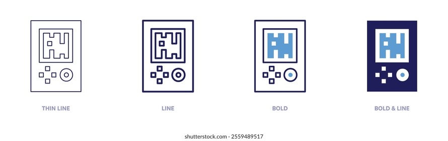 Retro games icon in 4 different styles. Thin Line, Line, Bold, and Bold Line. Duotone style. Editable stroke.