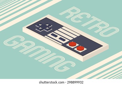 Retro gaming isometric vector illustration