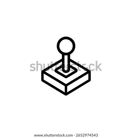 A retro gaming joystick with a square base and a single knob depicted in a clean monoline style.