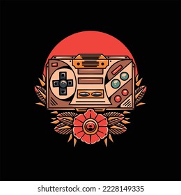 retro gaming tattoo vector design