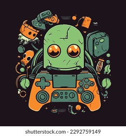 Retro Gaming T-Shirt Design Vector