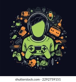 Retro Gaming T-Shirt Design Vector