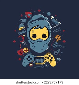Retro Gaming T-Shirt Design-Vektorgrafik