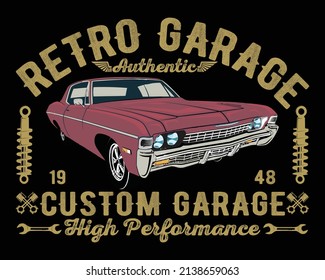 retro garage authentic t shirt vector 