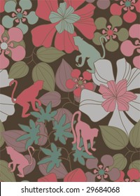 Retro garden in  seamless pattern