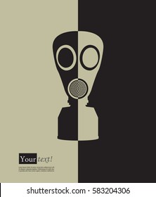 Retro gas mask, vector with black background