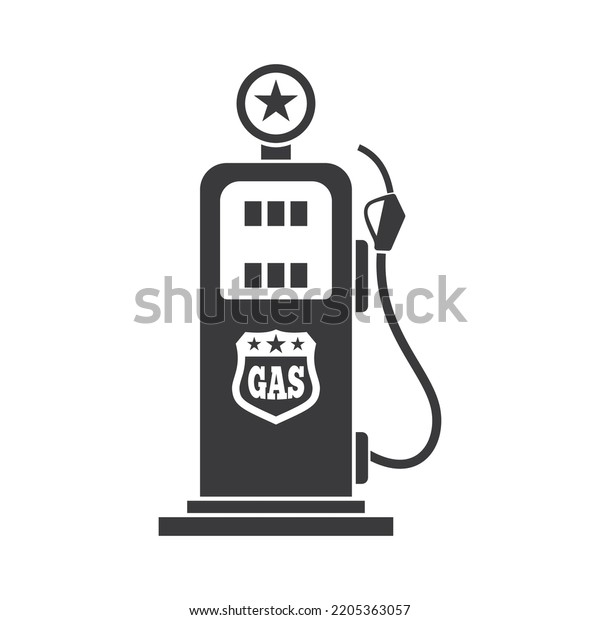 Retro gas station, gasoline motor\
oil isolated monochrome icon. Vector gas pump, petrol\
fuel