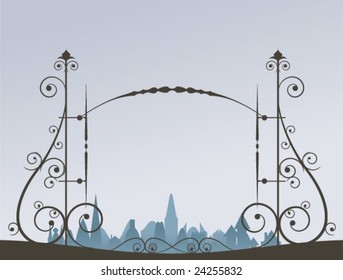 retro gate, vector illustration