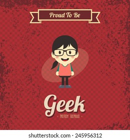 retro geek cartoon character
