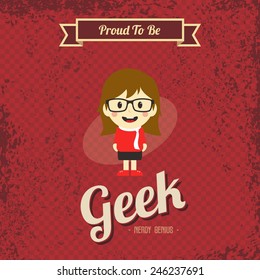 retro geek cartoon character