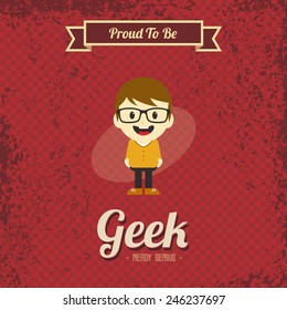 retro geek cartoon character